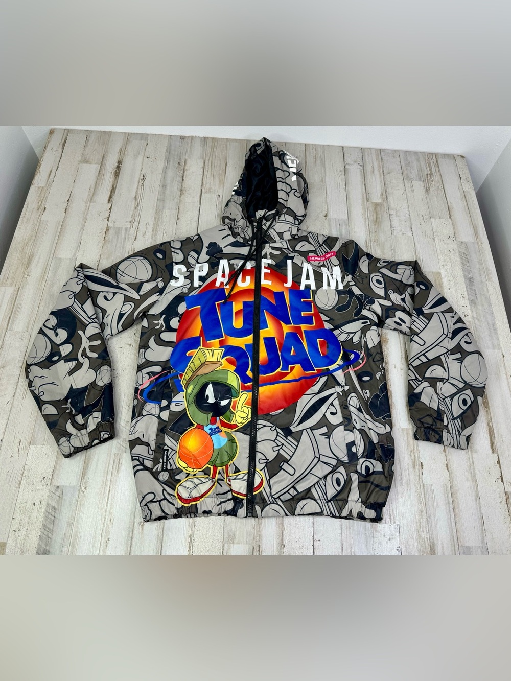 Space Jam Jacket Mens Small Gray Looney Tunes Toon Squad Members Only